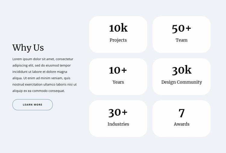 Counters in grid Website Builder Templates