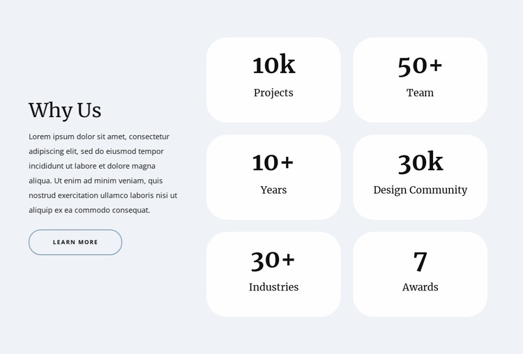 Counters in grid Website Design