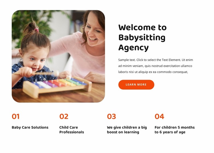 Welcome to babysitting agency Website Mockup