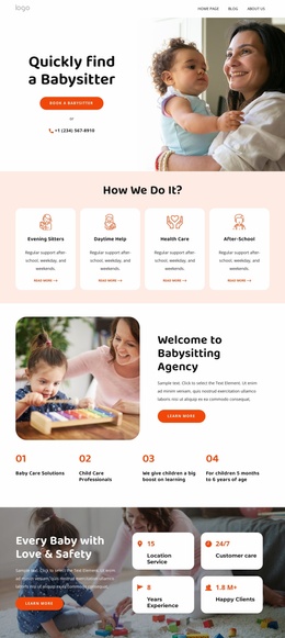 Best Landing Page Design For The Babysitting Company