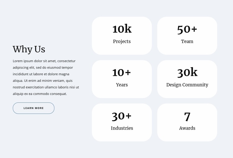 Counters in grid Website Template