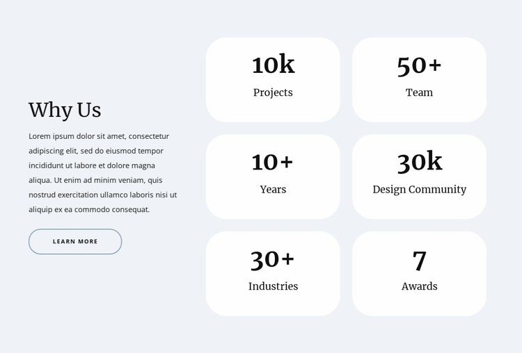 Counters in grid WordPress Website Builder