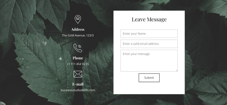 Leave message CSS Template