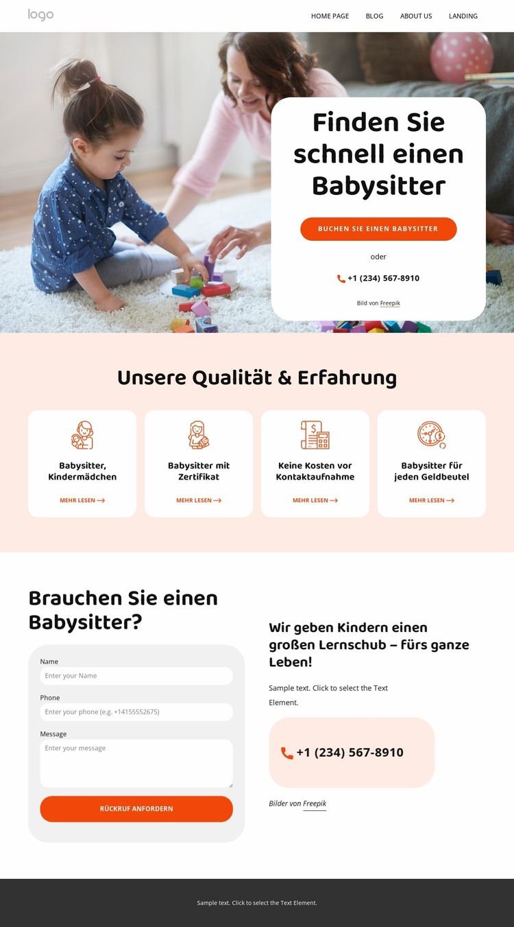 Flexible Kinderbetreuung für den arbeitsreichen Alltag Joomla Vorlage