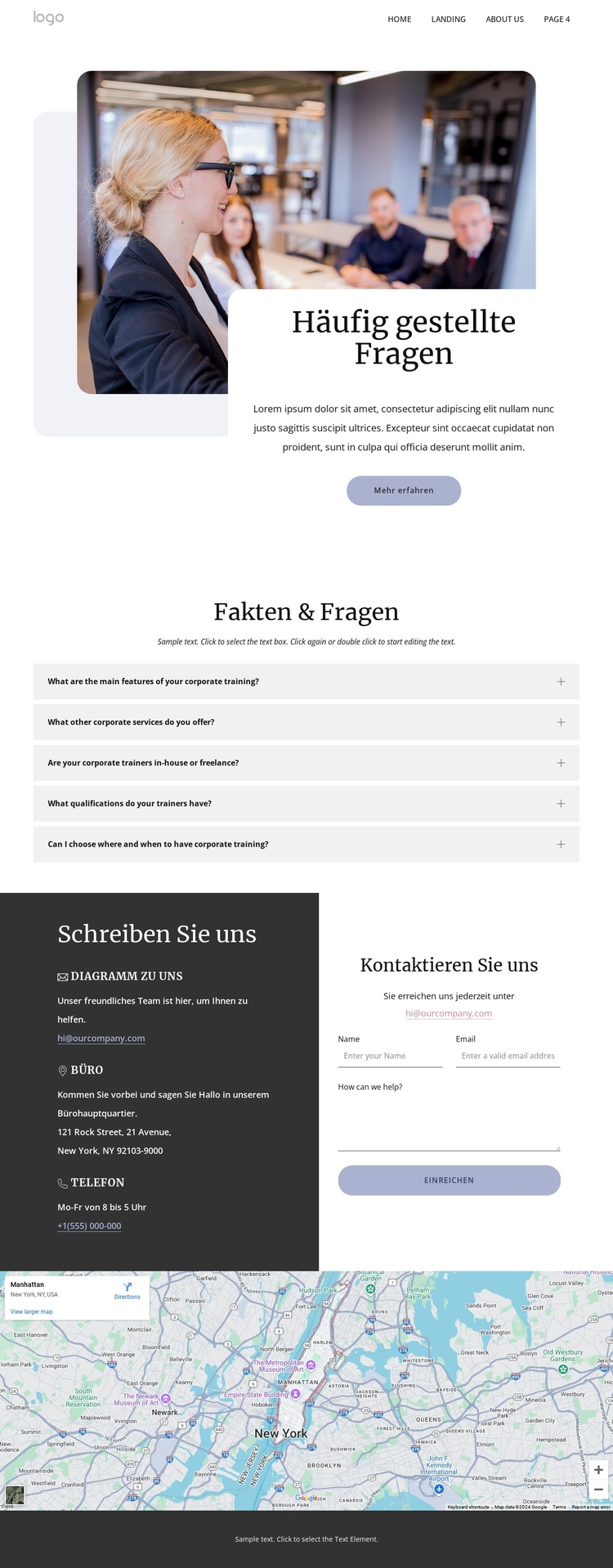 Häufig gestellte Fragen von Firmenschulungsunternehmen WordPress-Theme