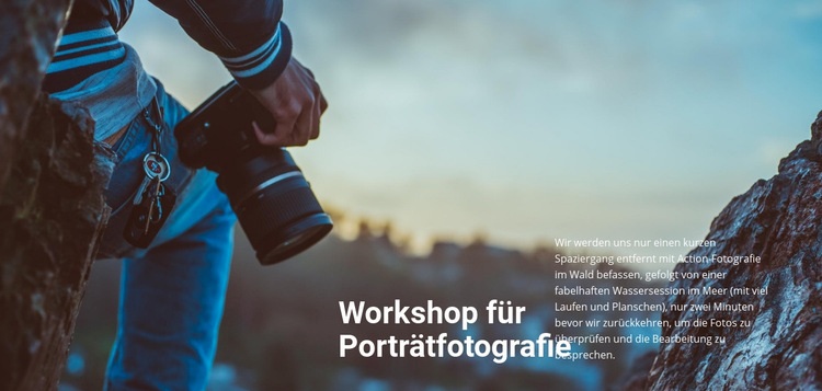Workshop für Porträtfotografie Landing Page