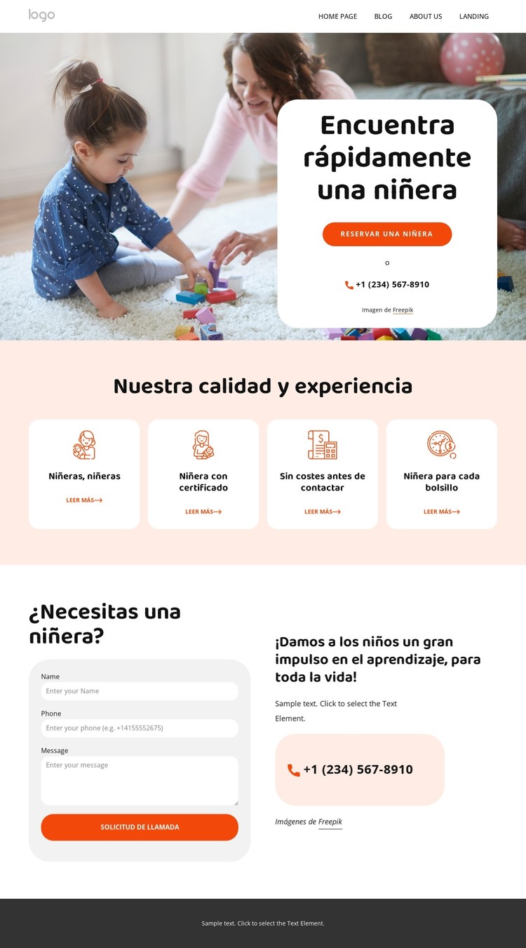 Cuidado infantil flexible para vidas ocupadas Plantilla CSS