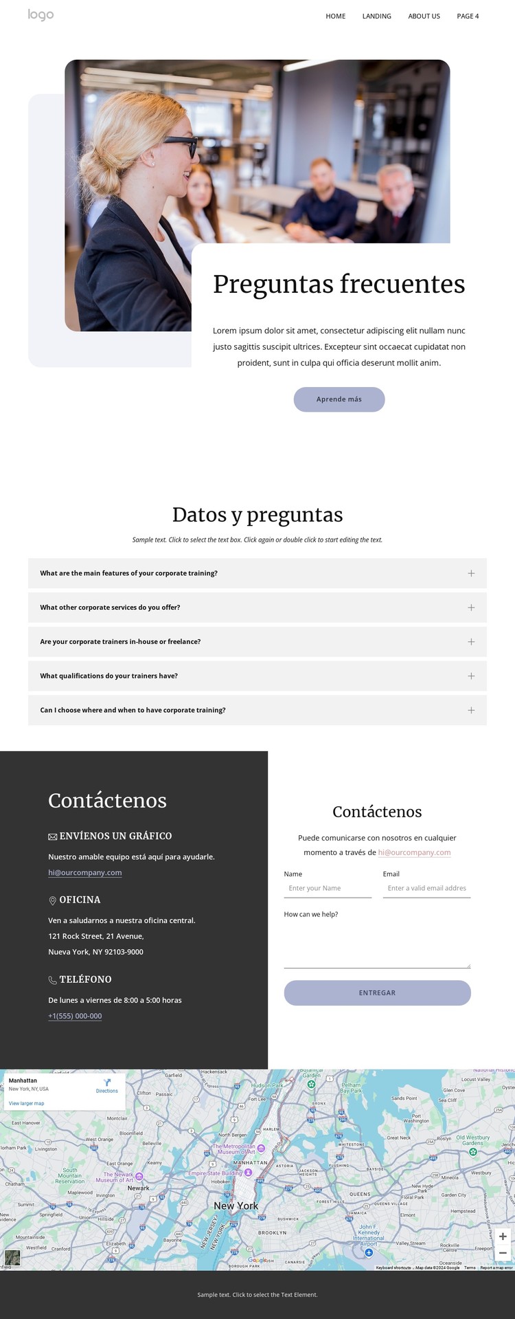 Preguntas frecuentes sobre formación corporativa Plantilla CSS