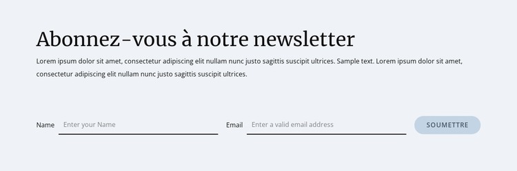 Formulaire d'inscription à la newsletter Modèle HTML