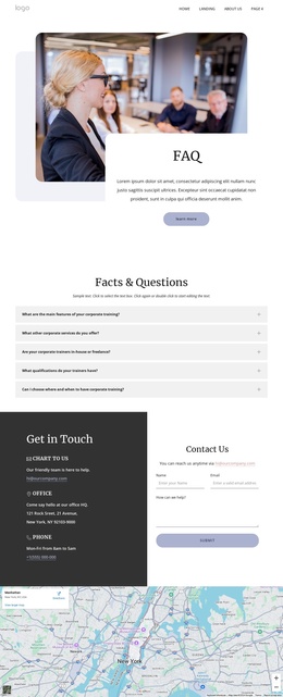 Corporate Training Company FAQs - Page Builder Templates Free