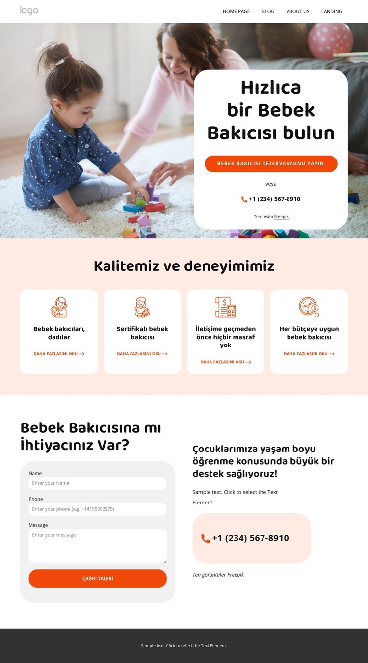 Yoğun yaşamlar için esnek çocuk bakımı HTML Şablonu