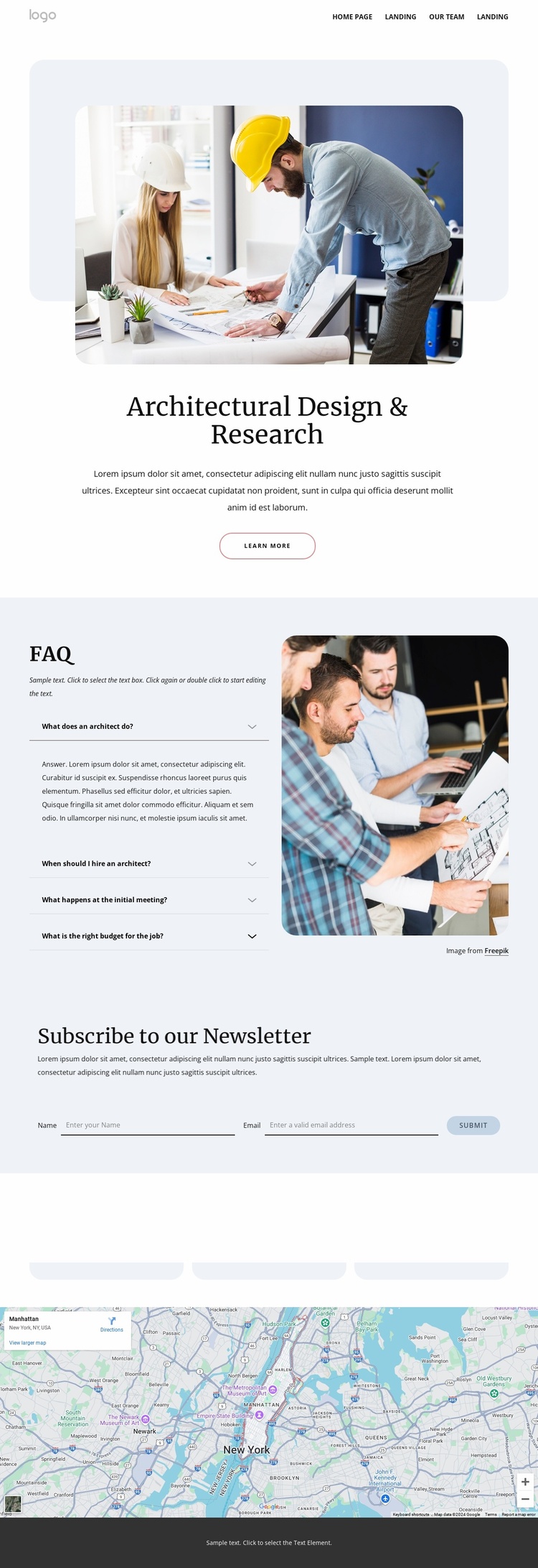 Design studio FAQs Landing Page