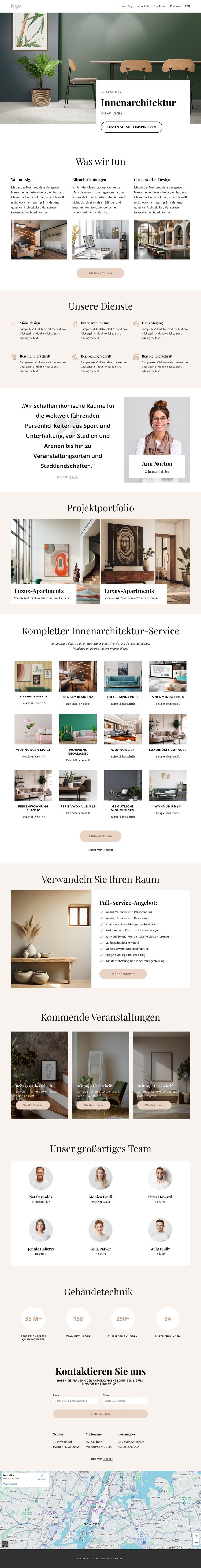 Innenarchitektur für Wohn- und Geschäftsräume Website-Modell