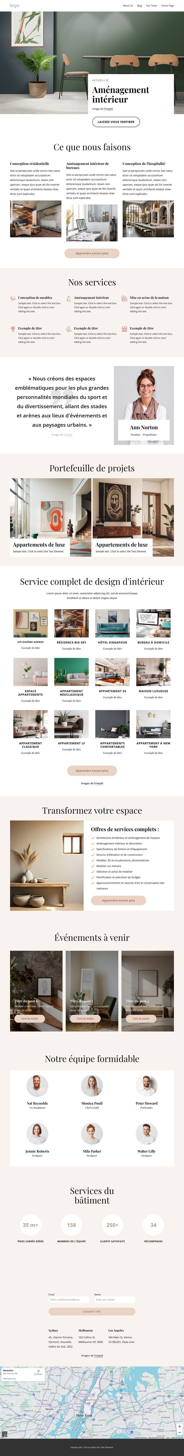 Aménagement intérieur résidentiel et commercial Modèle de site Web