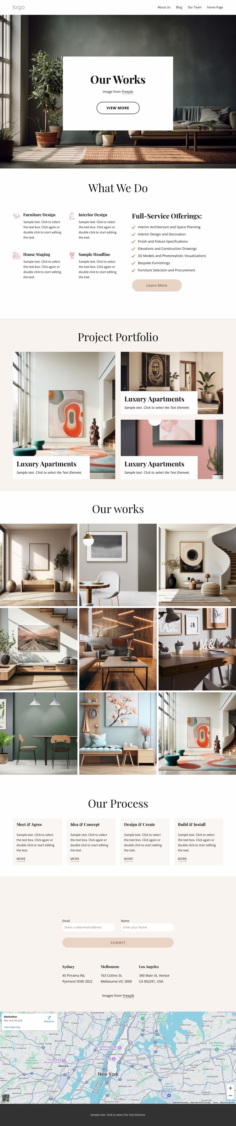 Interior design gallery Html Website Builder