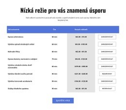 Autoservisy V Tabulce – Šablony Webových Stránek