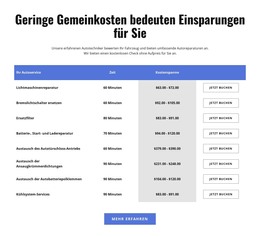 Kostenloser Download Für Autoreparaturdienste In Der Tabelle HTML-Vorlage