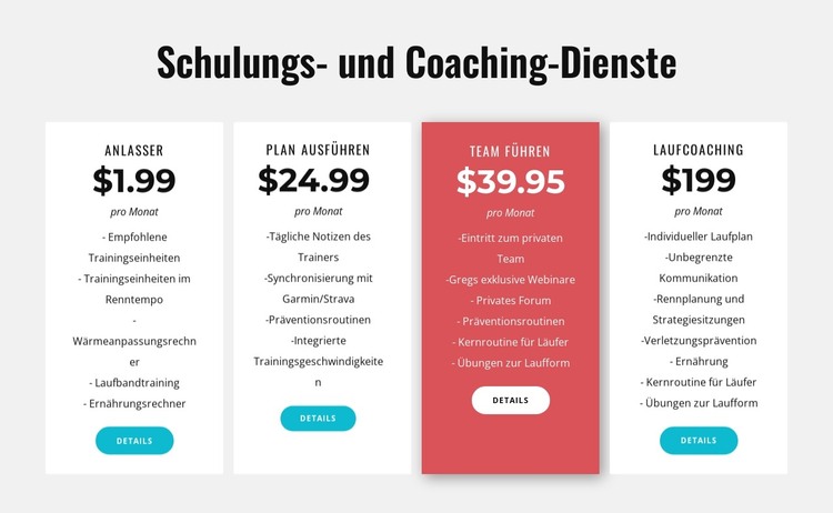 Schulungs- und Coachingleistungen HTML-Vorlage