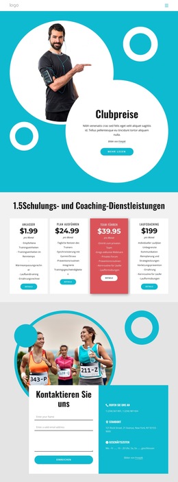 Benutzerdefinierte Schriftarten, Farben Und Grafiken Für Running Club Pricing