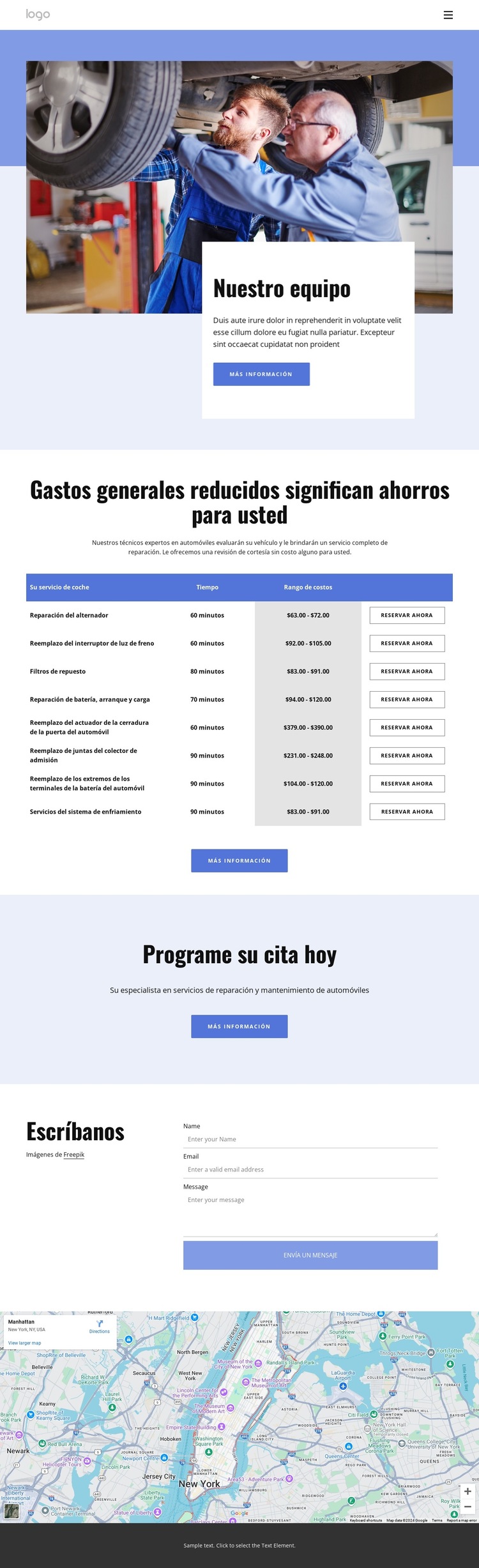 Car repair team Plantilla de sitio web