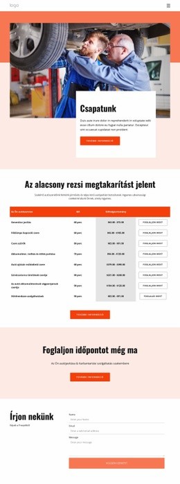 Car Repair Team - HTML Oldalsablon