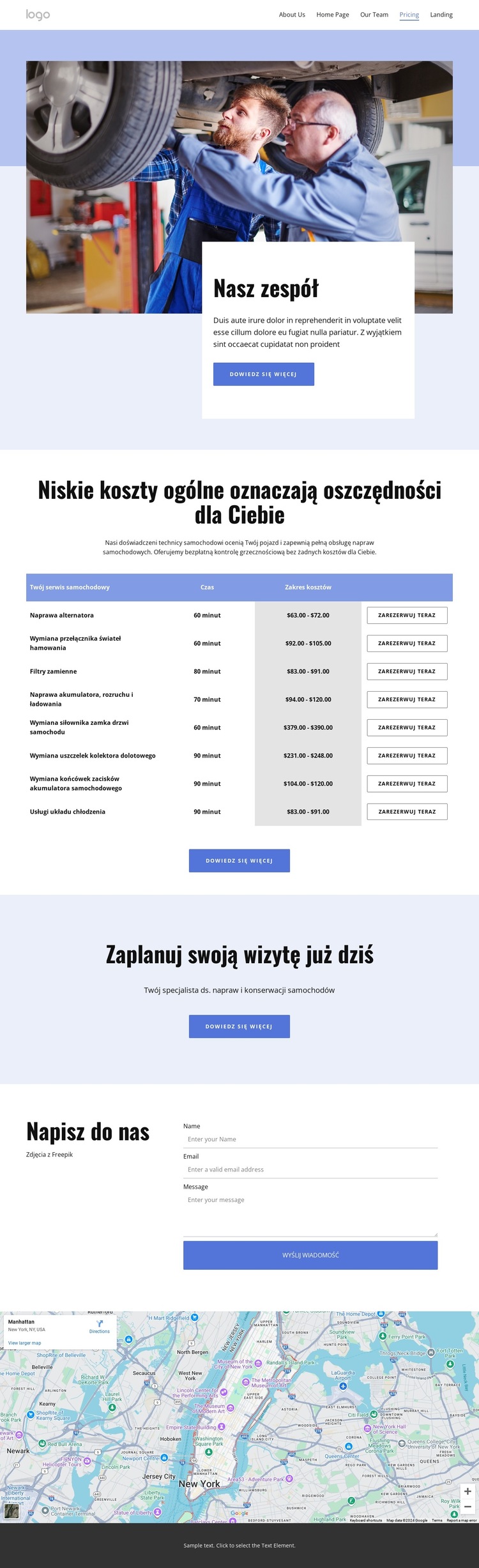 Car repair team Szablon witryny sieci Web