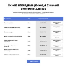 Услуги По Ремонту Автомобилей В Таблице – Универсальный Одностраничный Шаблон