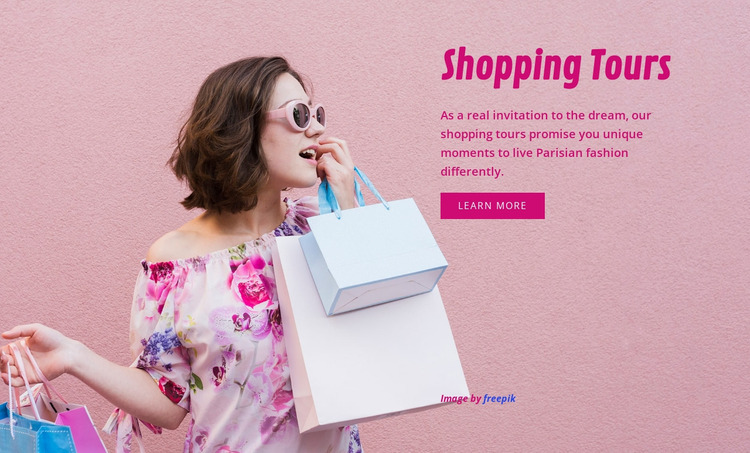 Travel shopping tours Website Mockup