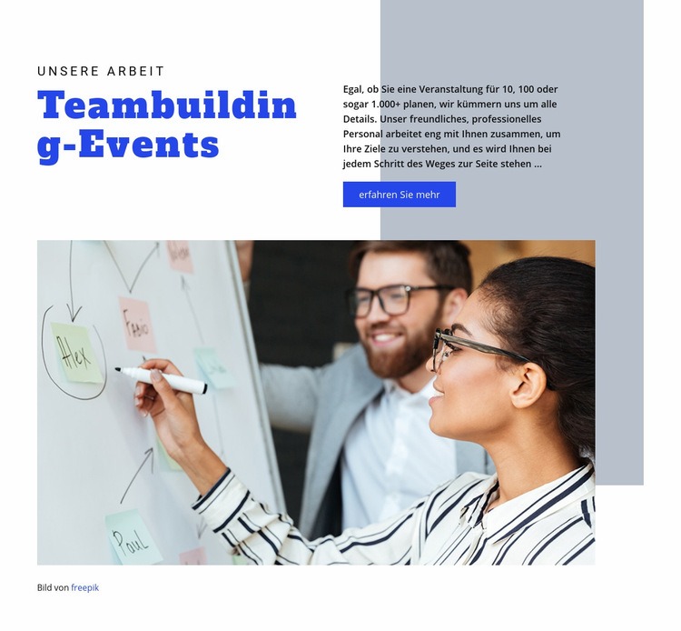 Teambuilding-Events Landing Page