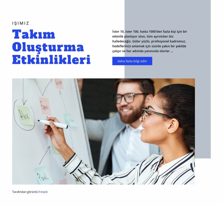 Takım kurma etkinlikleri Web Sitesi Mockup'ı