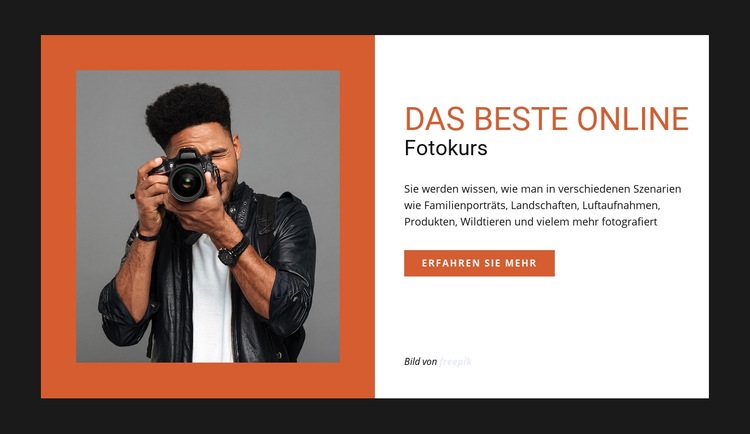 Online-Fotokurs Landing Page