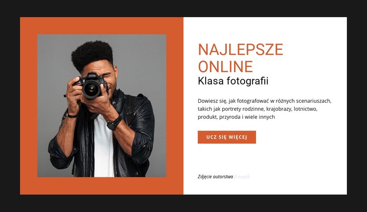 Zajęcia z fotografii online Makieta strony internetowej