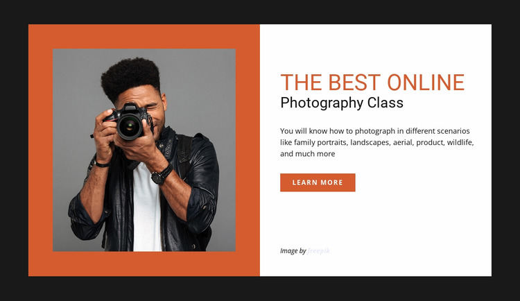 Online photography class Website Mockup