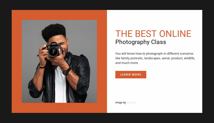 Online photography class Landing Page