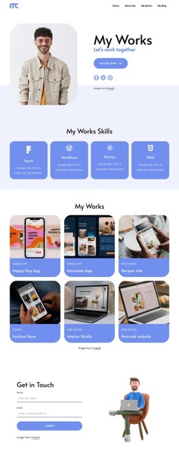 Web developer works - Html Code Example by Nicepage