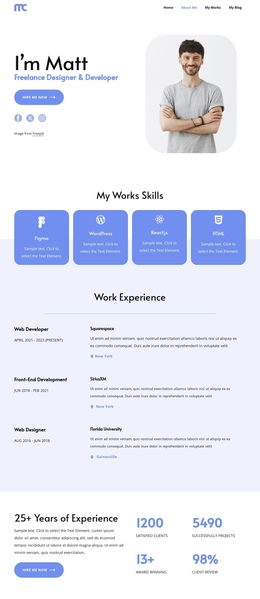 Freelance developer - One Page Template by Nicepage