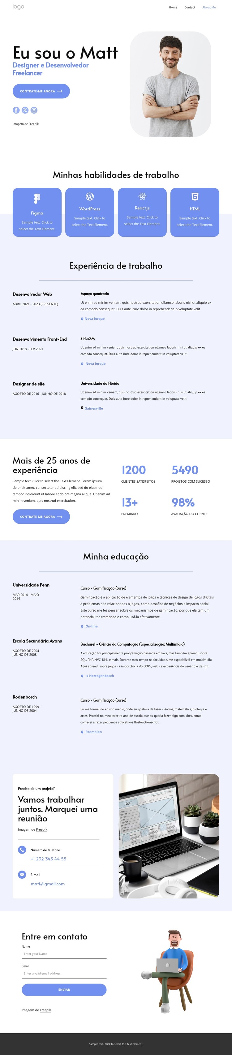 Desenvolvedor freelancer Template CSS