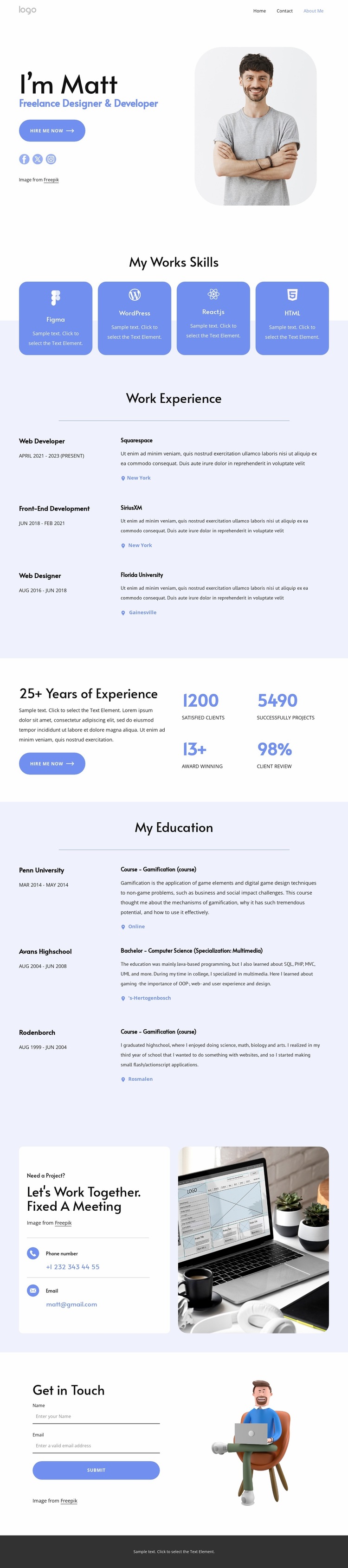 Freelance developer Website Builder Templates