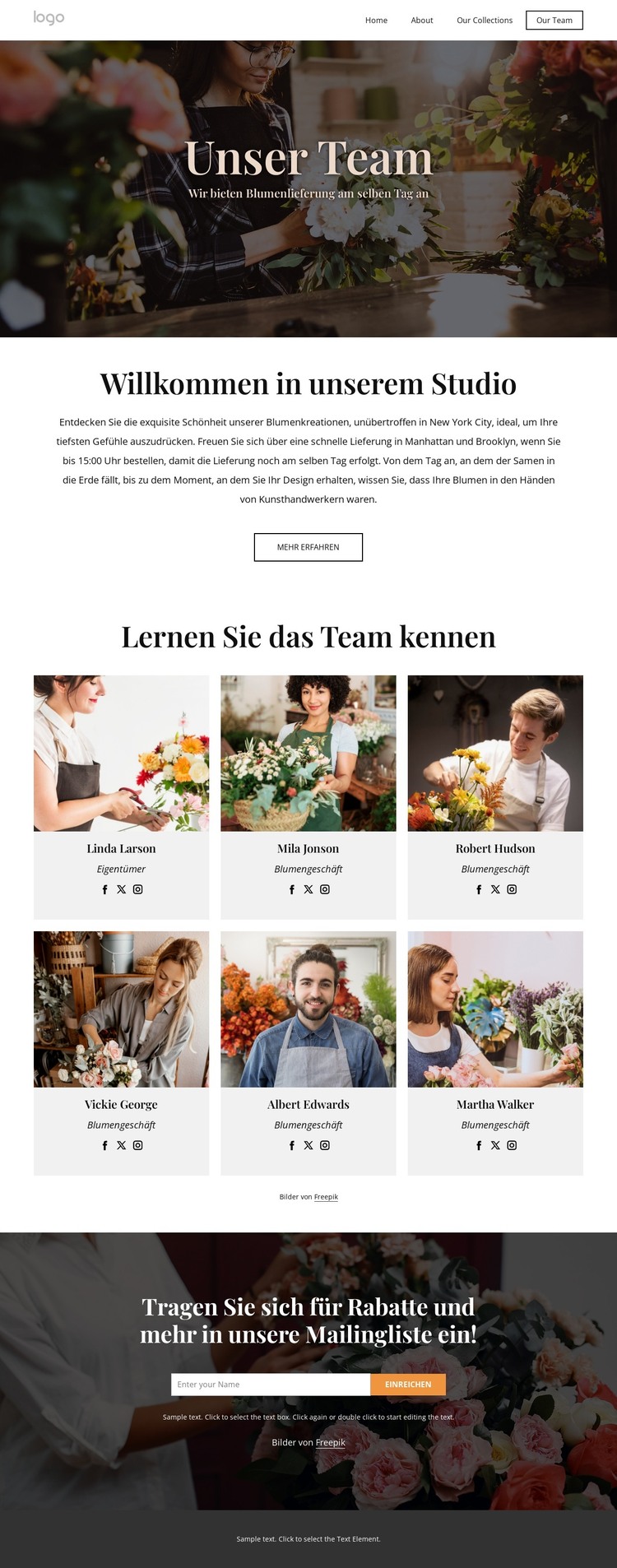 Blumenlieferteam HTML-Vorlage