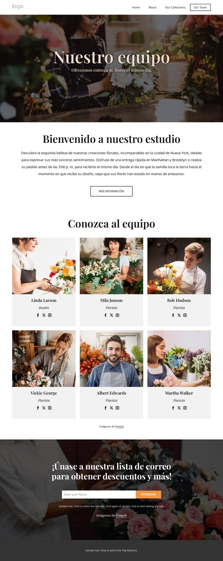 Equipo de entrega de flores Plantilla CSS