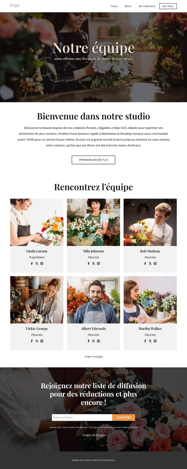 Equipe de livraison de fleurs Modèle CSS