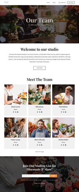 Flower delivery team - HTML Template by Nicepage