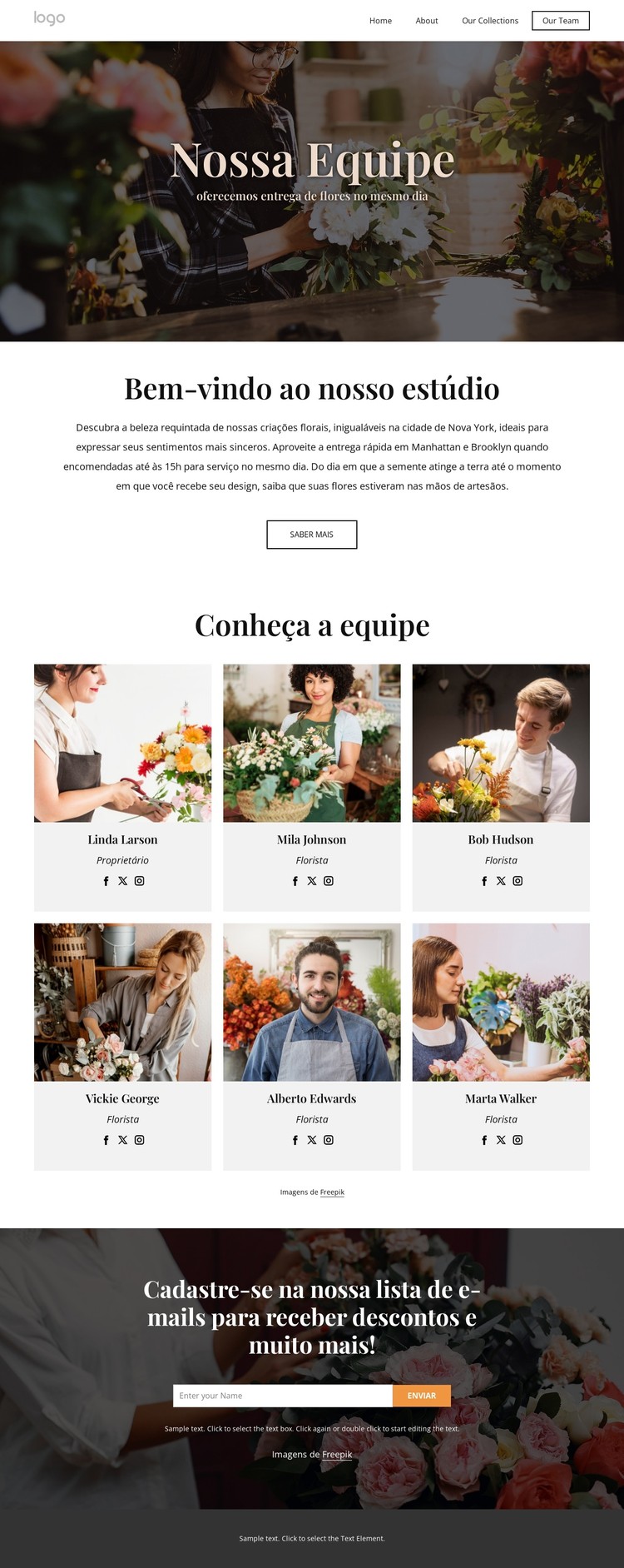 Equipe de entrega de flores Template CSS