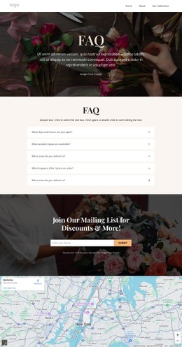 Flower Delivery FAQ Ecommerce Website