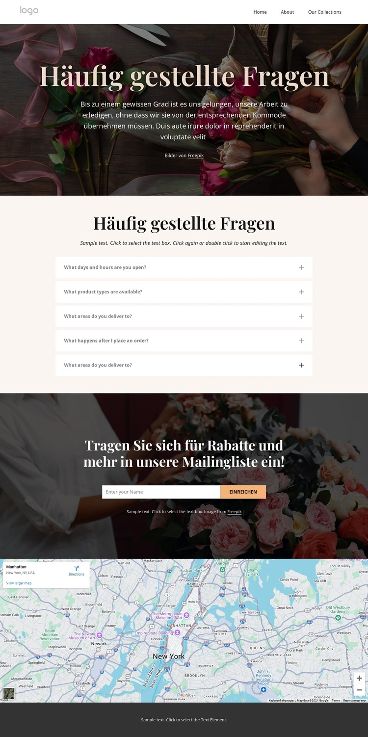 Häufig gestellte Fragen zur Blumenlieferung CSS-Vorlage