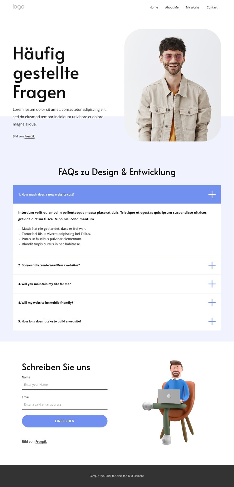 FAQ zum Webdesign CSS-Vorlage