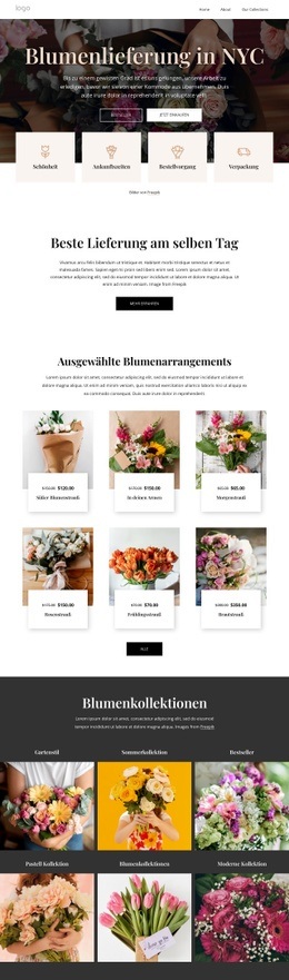 Blumenlieferung In NYC – Kostenlose Einseitenvorlage Zum Download