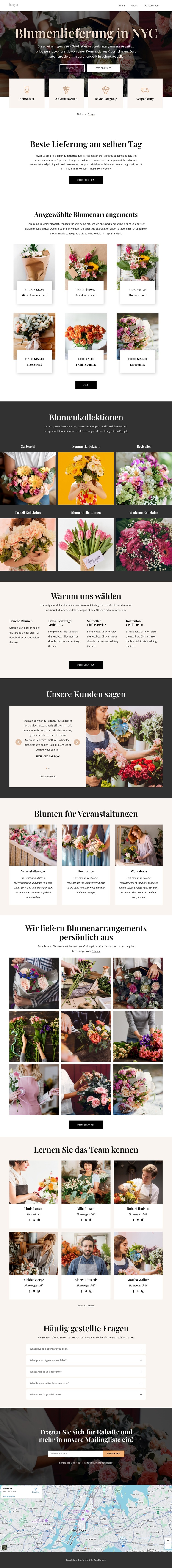 Blumenlieferung in NYC Website-Vorlage