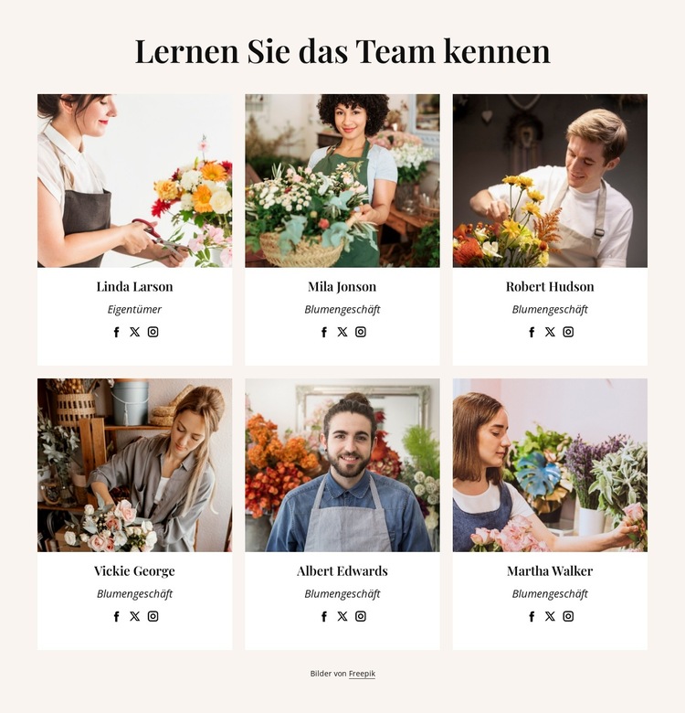 Our flower delivery team Website-Vorlage