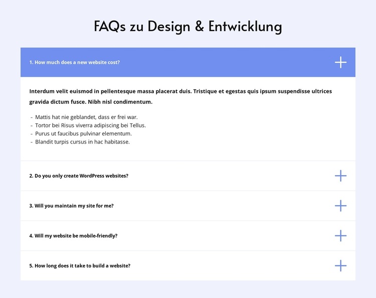 FAQ zum Design WordPress-Theme